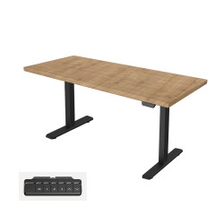 UVI LITE V2 electric sit-stand Chalet Oak desk and black frame