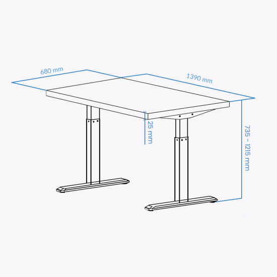 UVI LITE V2 electric sit-stand Chalet Oak desk and white frame