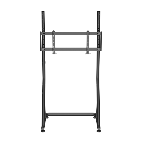 UVI Racing SIM freestanding monitor and TV stand made from steel and aluminium, compatible with 32 to 55 inch screens, shown with adjustable height settings at 92 and 97 cm