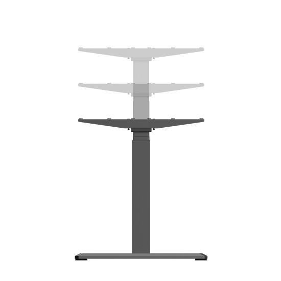 UVI Standard V2 električni crni okvir stola za podizanje, s jednim motorom i podesivom širinom 100–170 cm, prikazan bez radne ploče