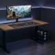 UVI STANDARD V2 electric sit-stand desk with KAINDL Chalet Oak tabletop and black metal frame, front view