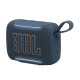 JBL Go 5 portable Bluetooth speaker in blue with ambient lighting, compact design and IP68 waterproof rating