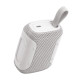 JBL Go 5 portable Bluetooth speaker in white, compact square design with textured grille and carry loop