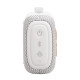 JBL Go 5 portable Bluetooth speaker in white, compact square design with textured grille and carry loop