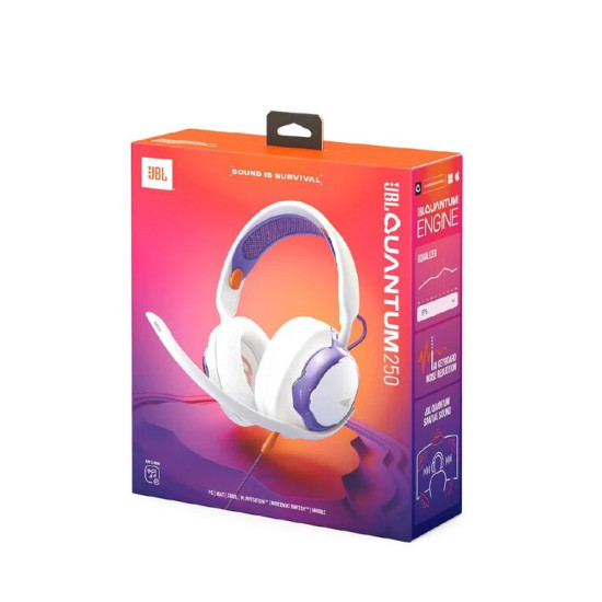 JBL Quantum 250 Wired Gaming Headphones – White / Violet