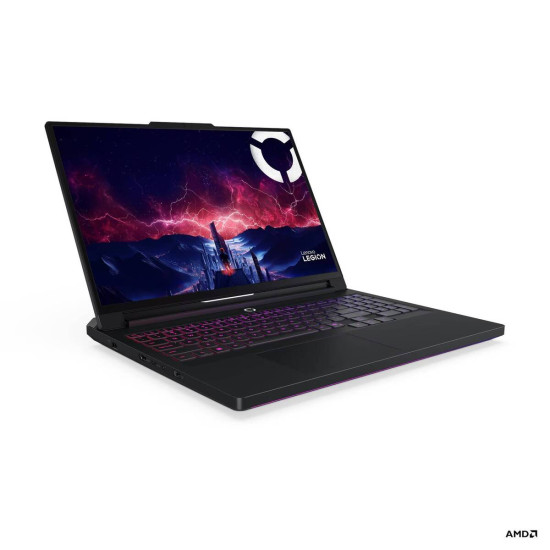 Lenovo Legion Pro 7 16AFR10H gaming laptop with 16-inch OLED display, open lid, dark chassis, front three-quarter view