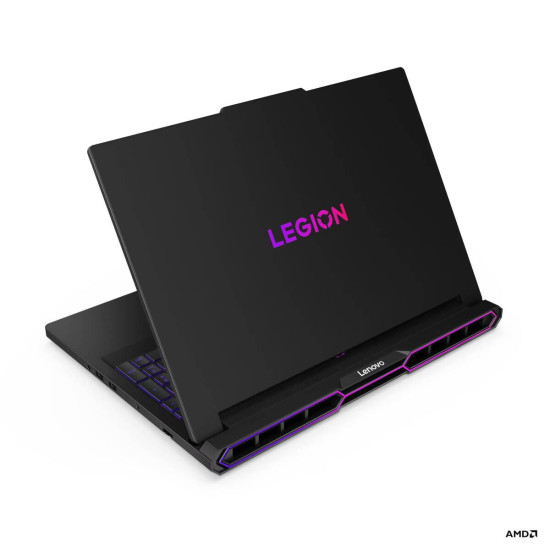 Lenovo Legion Pro 7 16AFR10H gaming laptop with 16-inch OLED display, open lid, dark chassis, front three-quarter view