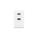 Lenovo Dual USB-C 65W GaN Charger in compact white housing with two USB-C ports and included 1.5m USB-C cable