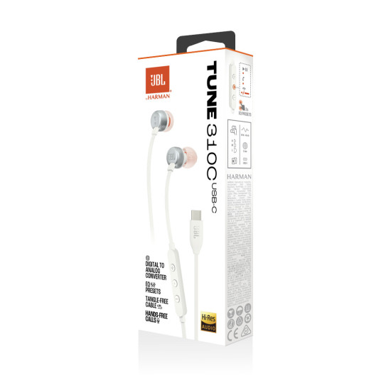 JBL Tune 310C USB-C bele slušalke