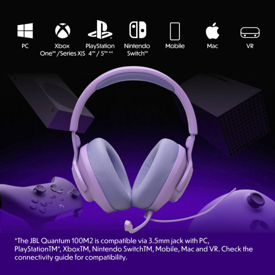 JBL Quantum 100 M2 Purple Over-Ear Headphones 