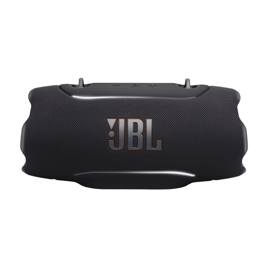 JBL Xtreme 5 portable Bluetooth speaker in black, rugged cylindrical design with fabric grille and carry strap