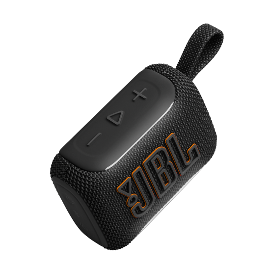 JBL Go 5 Portable Speaker, Black JBL Go 5 portable Bluetooth speaker in black, compact rectangular design with IP68 waterproof housing