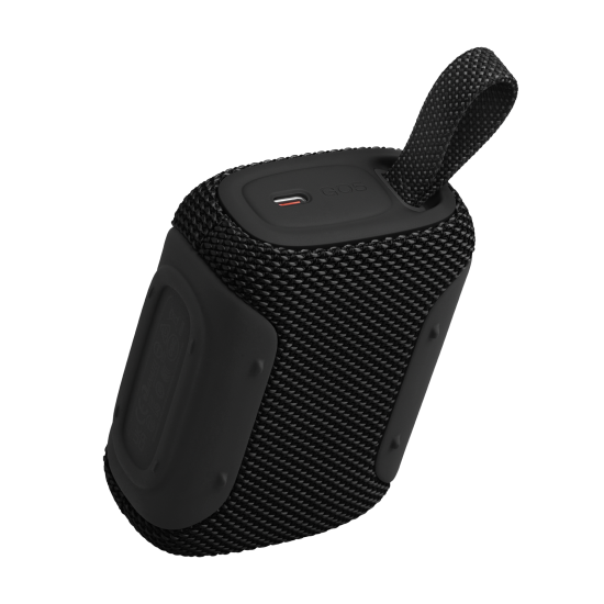 JBL Go 5 Portable Speaker, Black JBL Go 5 portable Bluetooth speaker in black, compact rectangular design with IP68 waterproof housing