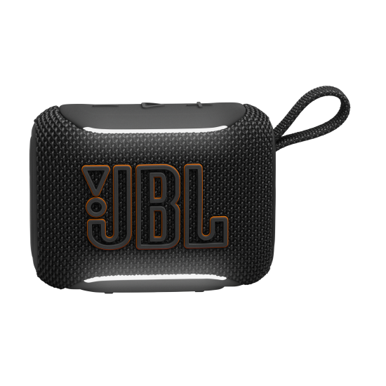 JBL Go 5 Portable Speaker, Black JBL Go 5 portable Bluetooth speaker in black, compact rectangular design with IP68 waterproof housing