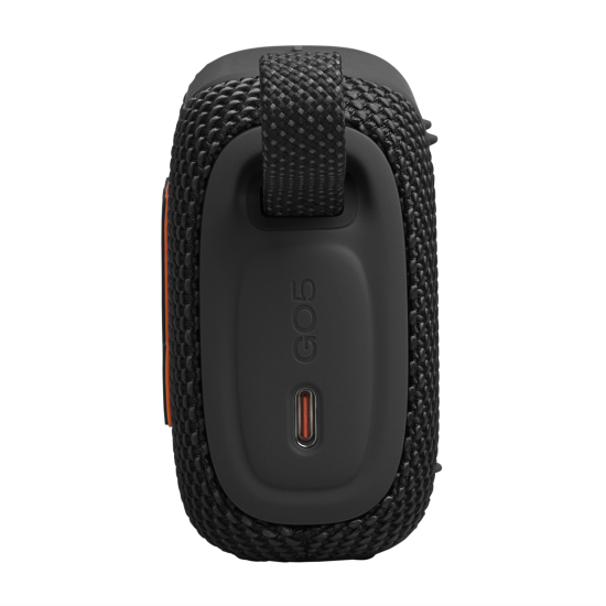 JBL Go 5 Portable Speaker, Black JBL Go 5 portable Bluetooth speaker in black, compact rectangular design with IP68 waterproof housing