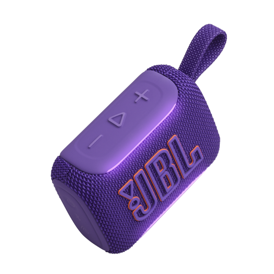 JBL Go 5 prijenosni Bluetooth zvučnik u ljubičastoj boji, kompaktnog oblika s IP68 zaštitom od vode i prašine