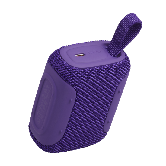 JBL Go 5 prijenosni Bluetooth zvučnik u ljubičastoj boji, kompaktnog oblika s IP68 zaštitom od vode i prašine
