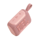 JBL Go 5 portable Bluetooth speaker in pink, compact rounded design with IP68 waterproof housing