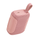 JBL Go 5 portable Bluetooth speaker in pink, compact rounded design with IP68 waterproof housing