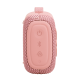 JBL Go 5 portable Bluetooth speaker in pink, compact rounded design with IP68 waterproof housing
