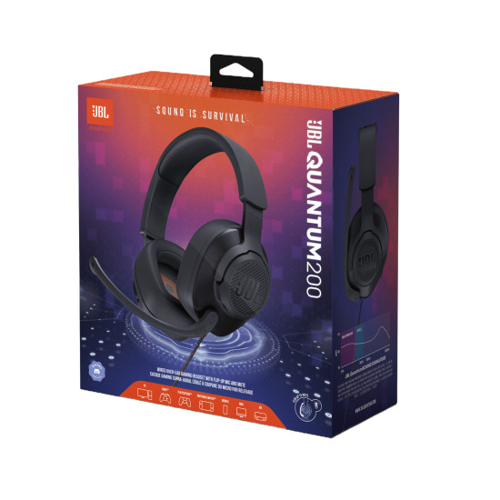 JBL Quantum 200 – Black Wired Headphones 