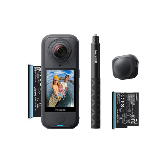 Insta360 X4 Air Action Camera Starter Bundle Insta360 X4 Air Action Camera Starter Bundle with dual lenses, compact 165g body, shown from front angle