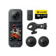 Insta360 X5 Motorcycle Bundle Action Camera Insta360 X5 action camera motorcycle bundle, black 360-degree camera with dual lenses and motorcycle mounting accessories