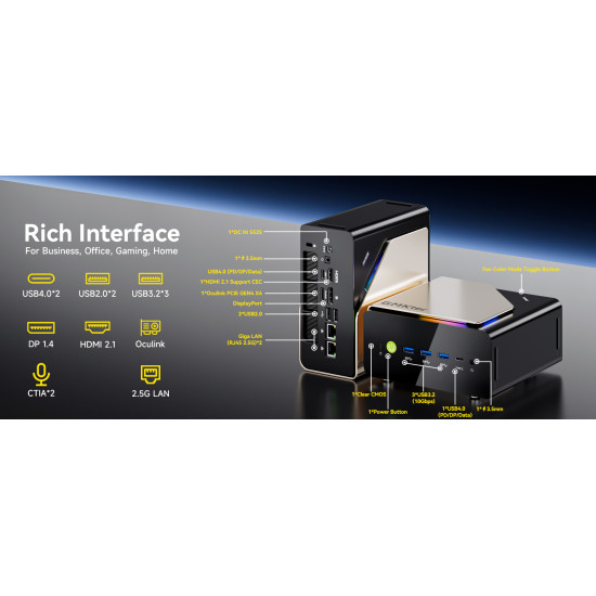 Mini PC GMKtec EVO T1 Intel Ultra 9 285H 64GB RAM + 2TB SSD WIN 11 Pro 