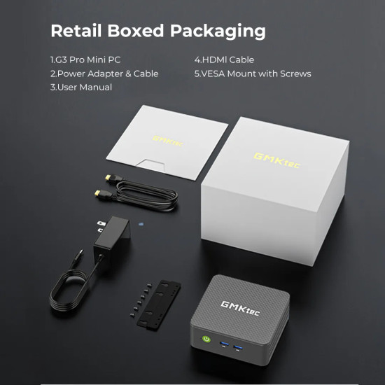 GMKtec G3 Pro Mini PC with Intel i3-10110U processor, 16GB DDR4 RAM and 256GB SSD, small form factor desktop