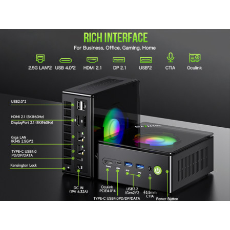 Mini PC GMKtec K11 AMD Ryzen 9 8945HS 32GB RAM + 2TB SSD WIN 11 Pro 