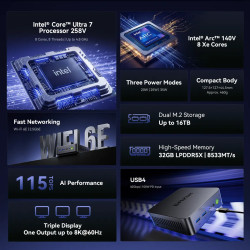 Mini PC GMKtec K17 Plus Intel Core Ultra 7 258V 32GB RAM + 1TB SSD WIN 11 Pro Mini PC GMKtec K17 Plus Intel Core Ultra 7 258V 32GB RAM + 1TB SSD WIN 11 Pro