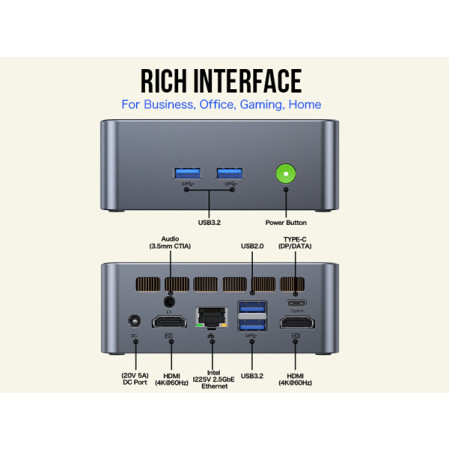 Mini PC GMKtec M3 Intel i5-12450H 32GB RAM + 1TB SSD WIN 11 Pro 