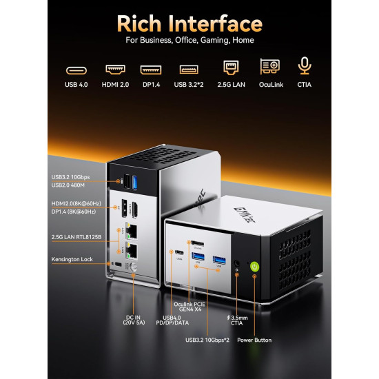 MINI PC GMKtec M8 AMD Ryzen 5 PRO 6650H 16GB DDR5 + 1TB SSD, WIN 11 Pro 