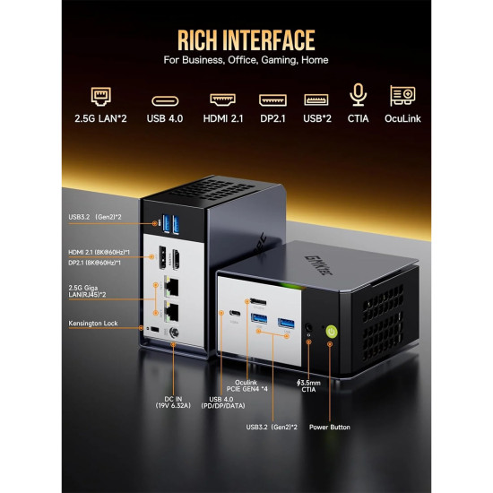 Mini PC GMKtec EVO-X1- AMD Ryzen AI 9 HX 370 - 32GB RAM + 1TB SSD WIN 11 Pro