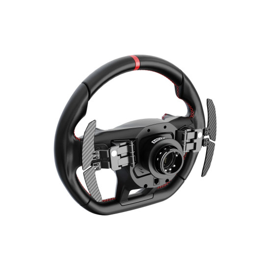 MOZA Racing RS11 Lamborghini Revuelto sim-racing steering wheel with die-cast aluminium structure and premium microfiber leather grips